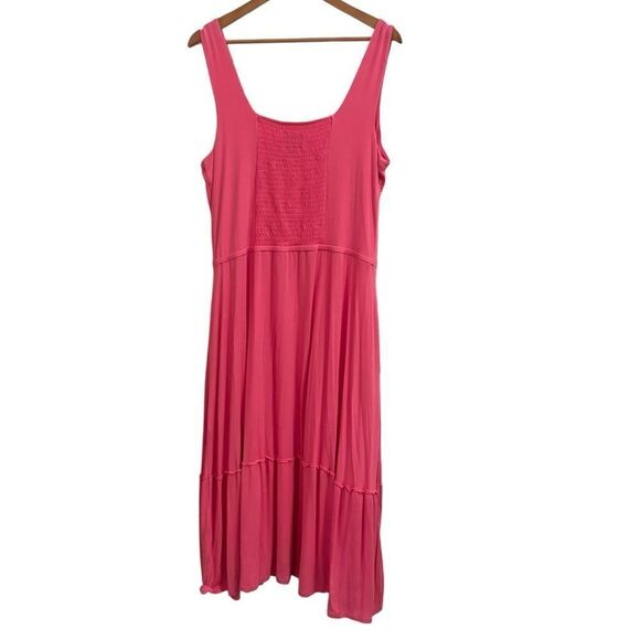 Jason Wu J Pink Tank Loose Tiered Midi Stretch Comfort Sundress Dress w Pockets - Picture 4 of 10